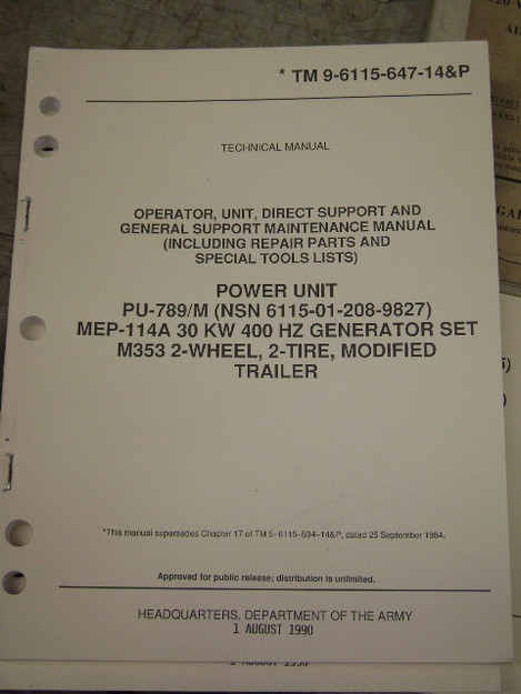 Power Unit PU-789/M MEP-114A 30KW 400HZ Generator Set (M353) Man