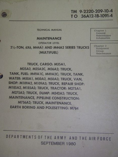 M44A1, M44A2 Truck Series Maintenance Manual