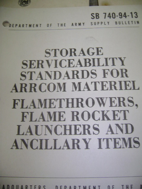 Flamethrowers, Flame Rocket Launchers, Ancillary Items Storage