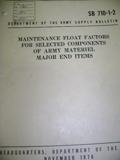 Maintenance Float Factors for Selected Components of Army