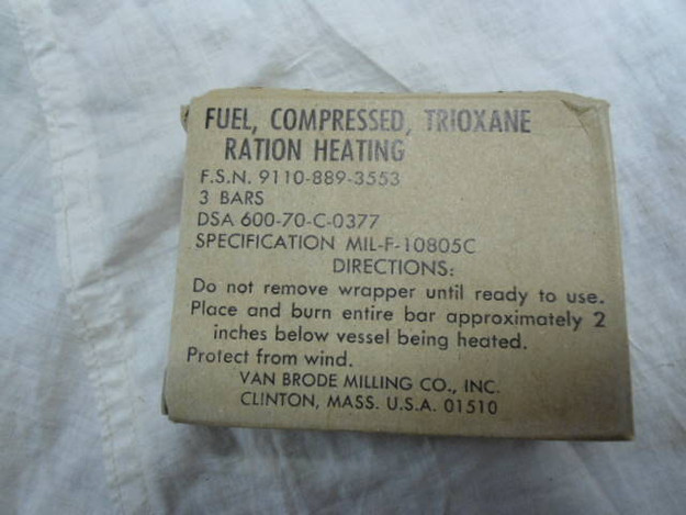 U.S. Military Vietnam War Era Trioxane Compressed Fuel