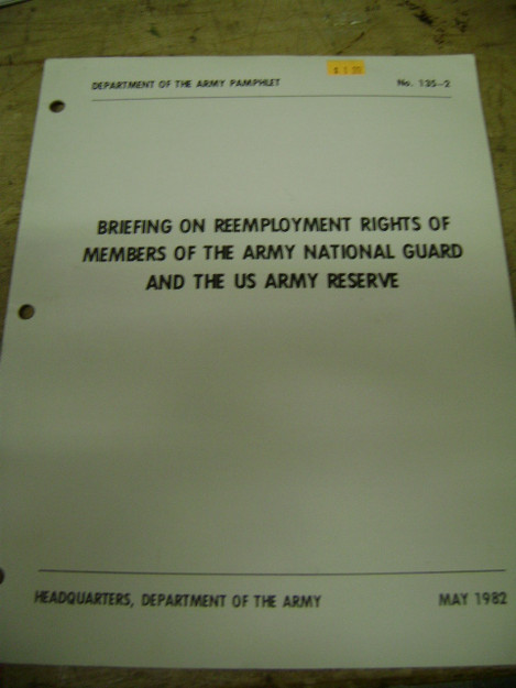 Briefing on Reemployment Rights of Members of the Army National