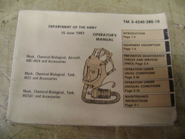 Operator’s Manual, Mask, Chemical-Biological, Aircraft, Tank