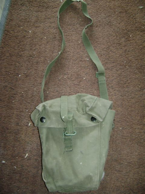 English Army Canvas Gas Mask Bag with Shoulder Straps