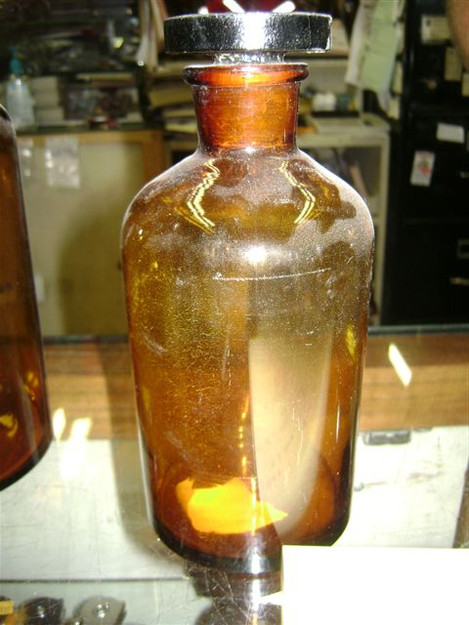 Brown Czech Medical Bottle (7″ x 3.125″ dia.)