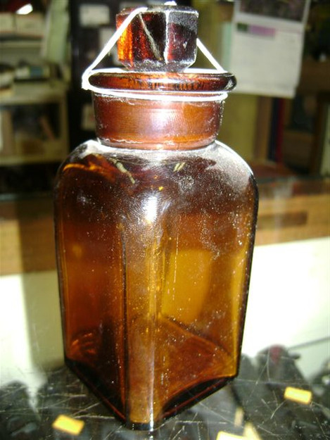 Brown Czech Medical Bottle (4.75″ h x 2” sq)