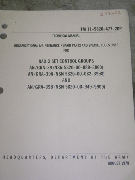 Radio Set Control Groups AN/GRA-39 and -39B Manual