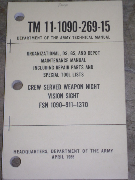 Crew Served Weapon Night Vision Sight (NSN 1090-911-1370) Manual