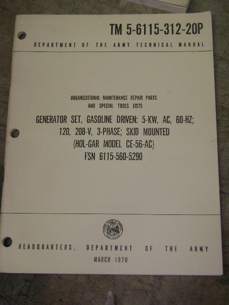 Gasoline Driven Generator Set (H01-Gar model CE-56-AC) Manual