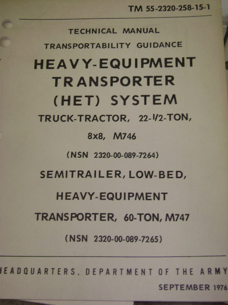 Heavy Equipment Transporter (HET) System Manual