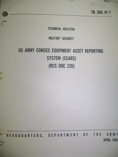 U.S. Army Comsec Equipment Asset Reporting System