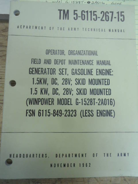 U.S. Army TM 5-6115-267-15 Generator Set Manual