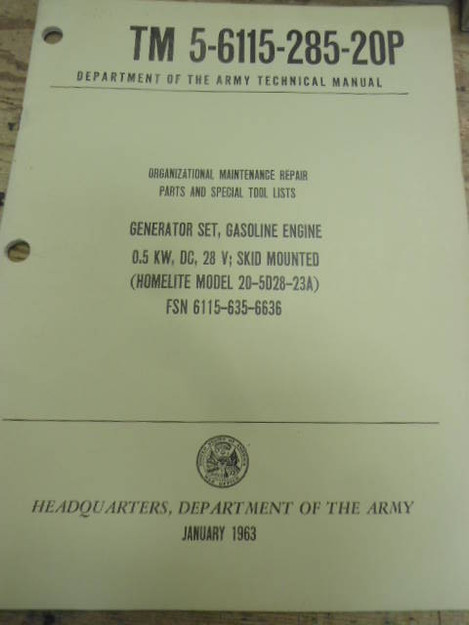 U.S. Army Generator Set 20-5D28-23A Technical Manual